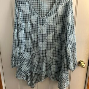 Elegant mint green checkered Women's Top/tunic